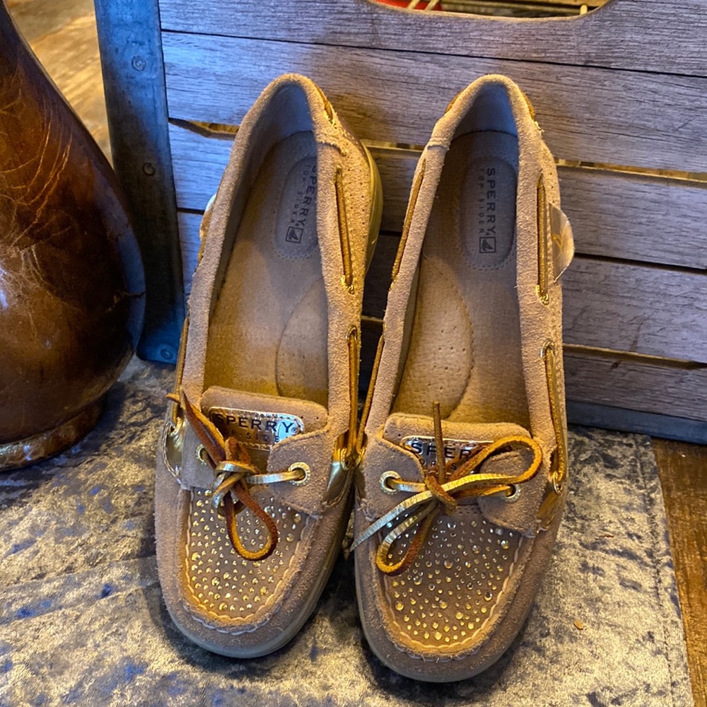 Sperry top sider with gold gems